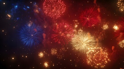Fototapeta premium Festive Fireworks Display Illuminating The Night Sky