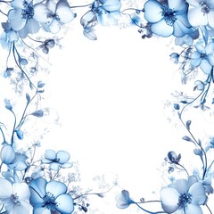 Obraz premium Delicate Blue Flowers Frame White Background