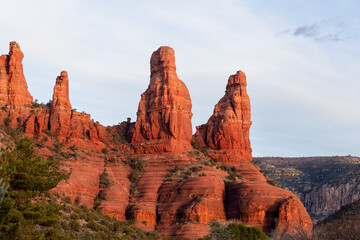 Red rock formations at sunset in Sedona, Arizona