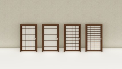 Shoji- Traditional Japanese door window or room divider with translucent paper