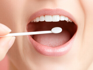 Fototapeta premium Oral swab health check procedure a guide to clinic hygiene practices