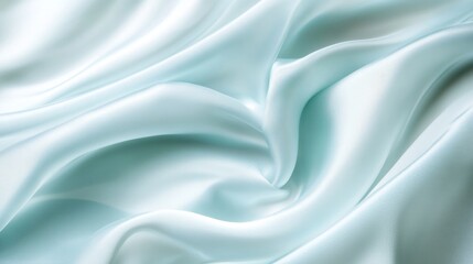 Obraz premium Flowing Translucent Fabrics in Soft Teal and White, Abstract Background
