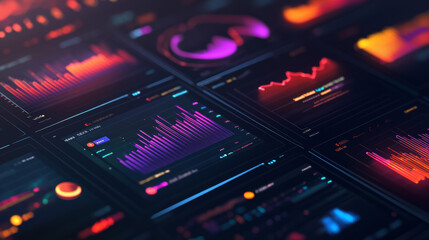 Obraz premium Interactive dashboards displaying trends and insights, symbolizing innovation in analytics