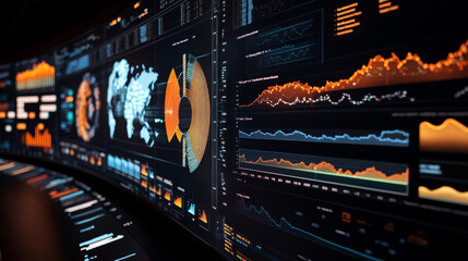 Interactive dashboards displaying trends and insights, symbolizing innovation in analytics