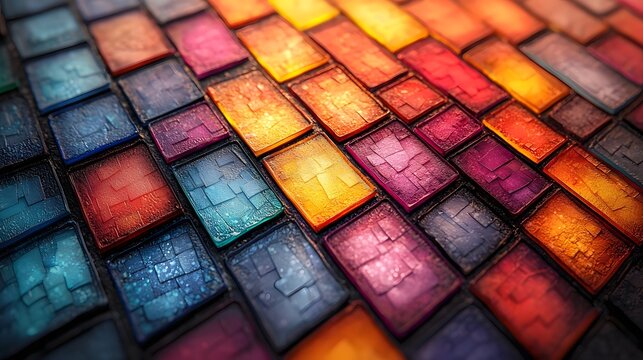 Vibrant Quilt of Glowing Segments Symbolizing a Tapestry of Information