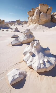Chalk and limestone formations in the White Desert, sedimentary rocks, mineralogy, geology