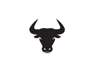 Bull head silhouette isolated on white background. Bull icon vector, filled flat sign, Symbol, logo illustration