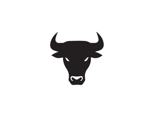 Bull head silhouette isolated on white background. Bull icon vector, filled flat sign, Symbol, logo illustration