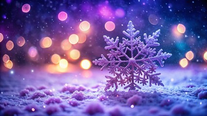 Fototapeta premium Magical Purple Winter Wonderland: Gradient Paper Background with Snowflake Border