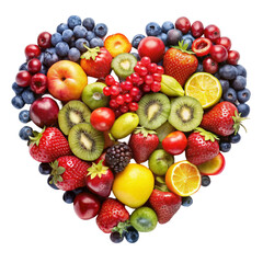 Detox fruit heart isolated on transparent background 