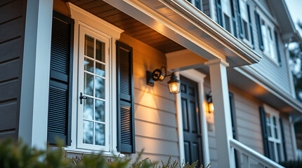 Fototapeta premium Captivating House Exterior at Night: A Dream Home with a Classic Design