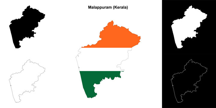 Malappuram district (Kerala) outline map set