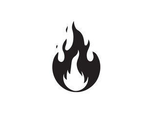 Fire icon. Fire flame symbol. Fire vector silhouette logo icon. Vector illustration of simple fire silhouette on white background.