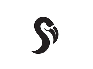 Naklejka premium A silhouette of a flamingo head isolated on white background. Flamingo logo icon. Flamingo head vector silhouette. 