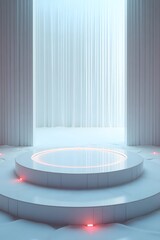An elegant podium stands proud in its minimalist backdrop..







