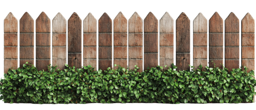 weathered wooden fence with greenery at base creates rustic charm