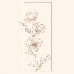 Elegant Line Art Drawing of Blooming Flowers
