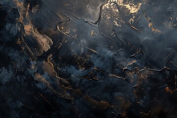 Abstract Dark Texture With Golden Accents