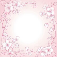 Fototapeta premium Delicate Pink Floral Frame Design Featuring Blossoms
