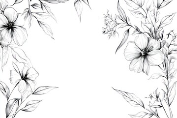Obraz premium Elegant Black and White Floral Border Design Featuring Delicate Petals and Foliage for Use in Print and Digital Projects Celebrating Nature's Beauty and Sophistication
