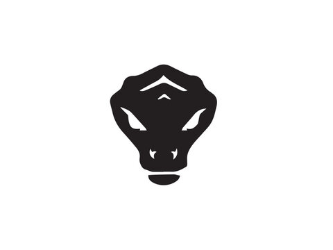 Black Snake head Silhouette. Snake icon. Snake head logo. Black snake head silhouette isolated on white background. Vector snake head design. 