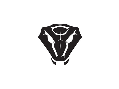 Black Snake head Silhouette. Snake icon. Snake head logo. Black snake head silhouette isolated on white background. Vector snake head design. 