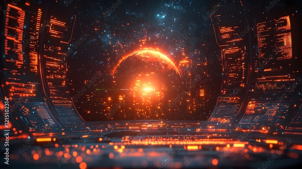 Poster glowing algorithms predicting dynamic trends on futuristic ai driven marketing dashboard