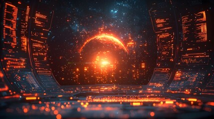 Glowing Algorithms Predicting Dynamic Trends on Futuristic AI Driven Marketing Dashboard