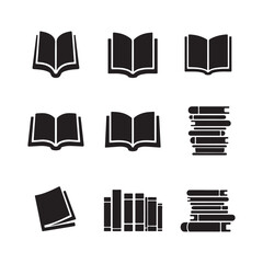 Book icons silhouette vector art illustration
