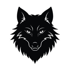 Wolf Head Silhouette Vector Art Illustration and Black Color Wolf Head Design