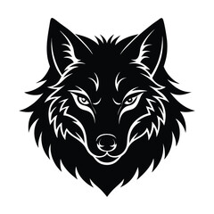 Fototapeta premium Wolf Head Silhouette Vector Art Illustration and Black Color Wolf Head Design