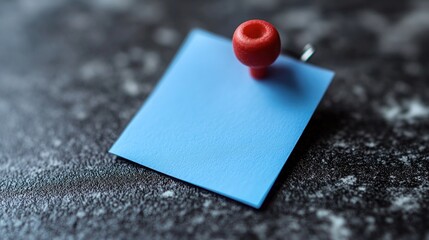 Blue note pinned on dark desk, reminder