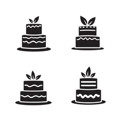Birthday cake, celebration icon silhouette vector art illustration