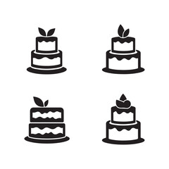 Birthday cake, celebration icon silhouette vector art illustration