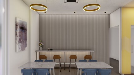 Office pantry or dining area 3d rendering