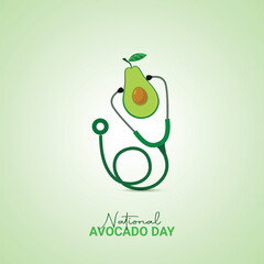 Obraz premium national Avocado Day creative ads design. Avocado vegetable icon isolated on a green background.