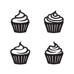 Minimalist cupcake icons silhouette vector art illistration