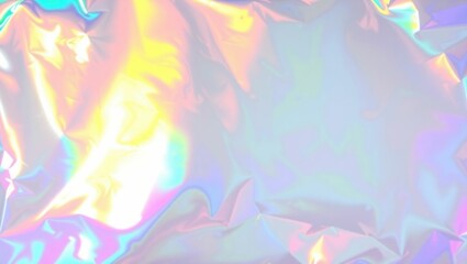Obraz premium Abstract ethereal pastel neon holographic blue, pink, digital lavender purple crumpled metallic foil background.