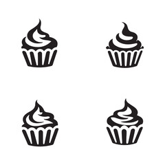 Minimalist cupcake icons silhouette vector art illistration