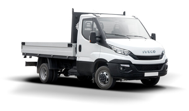 Iveco Daily Euro 6 white pick-up van isolated. PNG