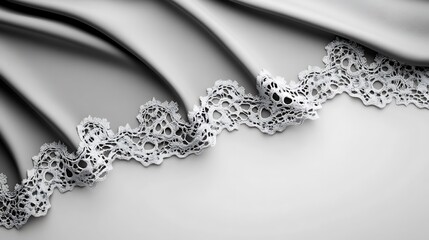 Obraz premium Grey Fabric Draped with White Lace Detailing