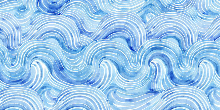 Watercolor abstract background with waves