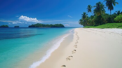 A serene beach scene depicting soft,