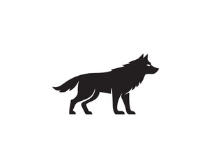 Wolf Black vector silhouette isolated on white background. Stylized Black and White Wolf symbol icon. Wolf silhouette logo design. 

