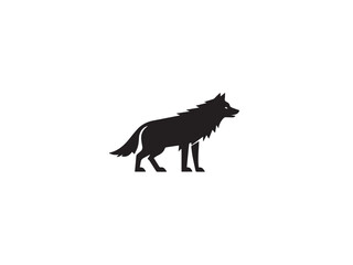 Wolf Black vector silhouette isolated on white background. Stylized Black and White Wolf symbol icon. Wolf silhouette logo design. 

