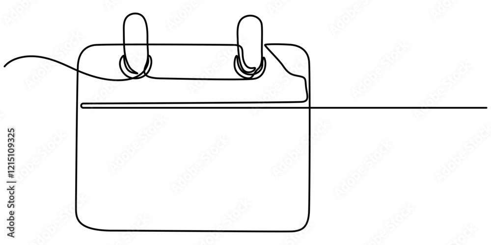 Fototapete continuous line drawing of schdule icon. hand drawn symbol vector illustration, loose-leaf calendar 