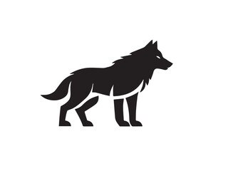 Wolf Black vector silhouette isolated on white background. Stylized Black and White Wolf symbol icon. Wolf silhouette logo design. 
