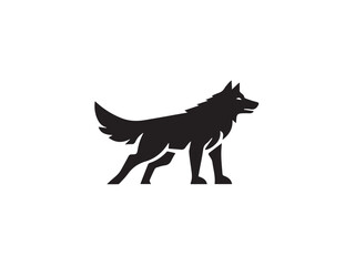 Wolf Black vector silhouette isolated on white background. Stylized Black and White Wolf symbol icon. Wolf silhouette logo design. 
