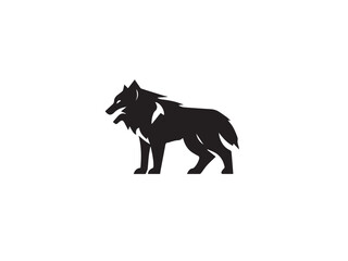 Wolf Black vector silhouette isolated on white background. Stylized Black and White Wolf symbol icon. Wolf silhouette logo design. 

