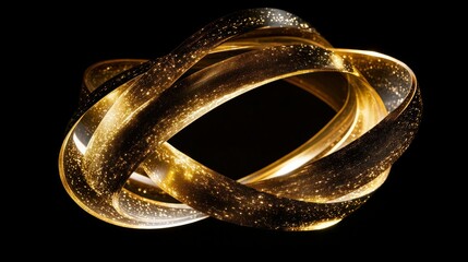 A shiny golden tape spiraling gracefully with subtle glowing accents, creating a luxurious effect.